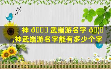 神 🐋 武端游名字 🦅 ,神武端游名字能有多少个字